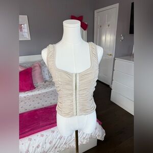 Beige Ruched Corset Top